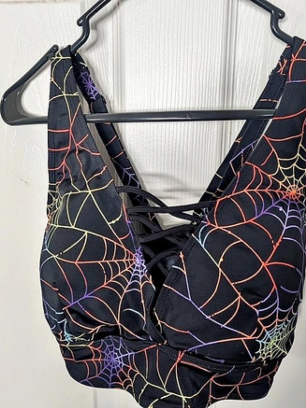 Torrid Rainbow Spiderweb Strappy Padded Triangle Bikini Top
